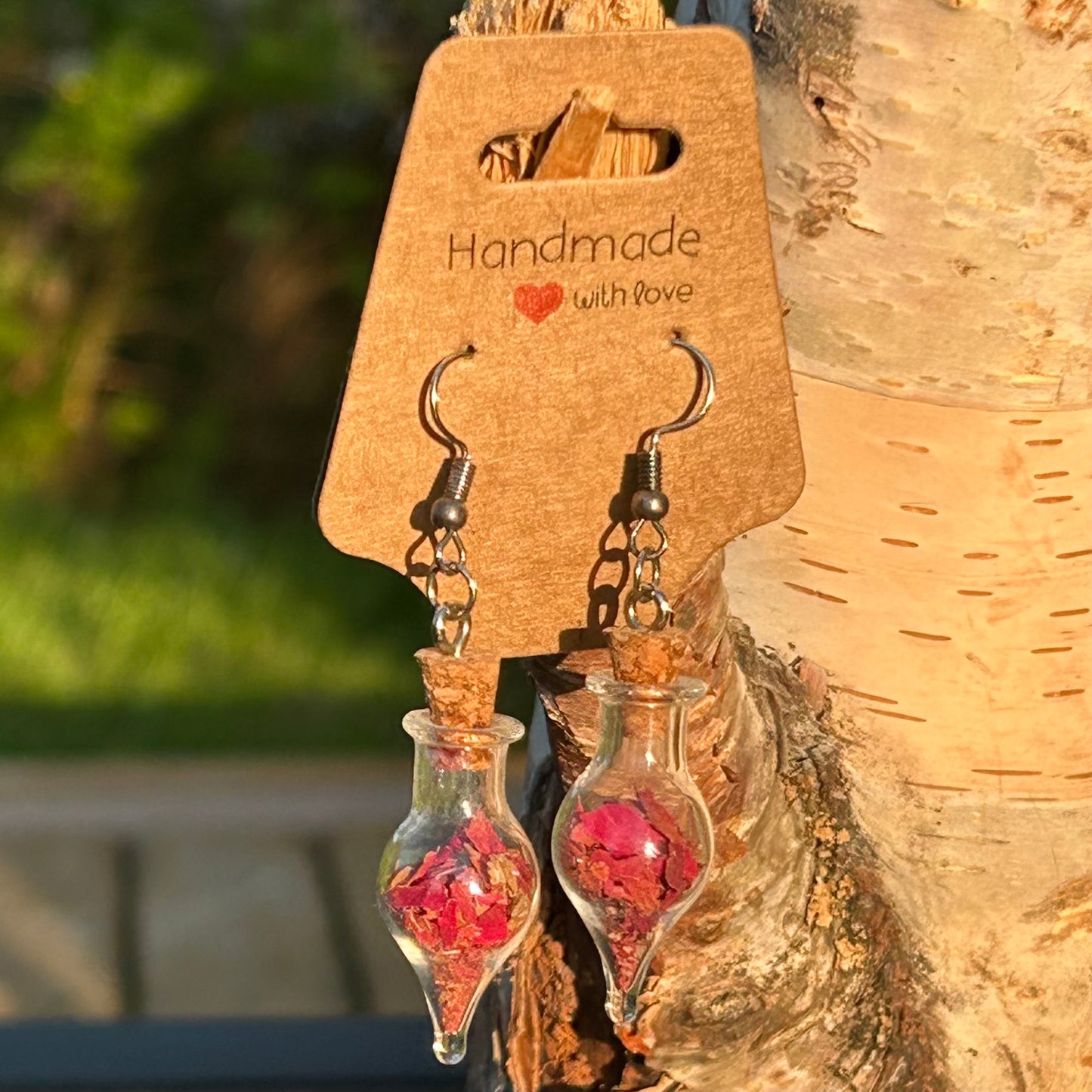 Love spell bottle earrings