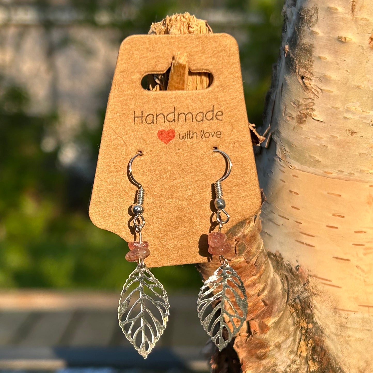 Silver leaf charm earrings