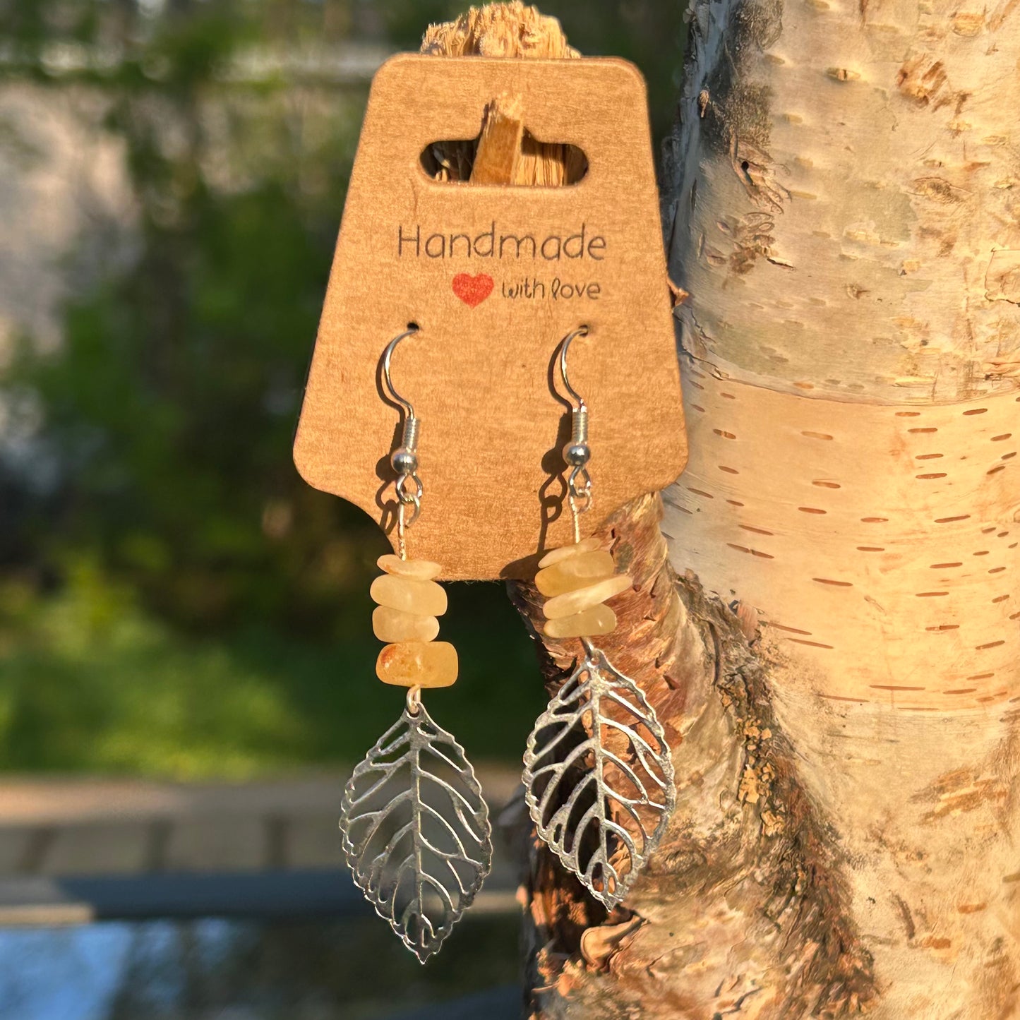 Silver leaf charm earrings