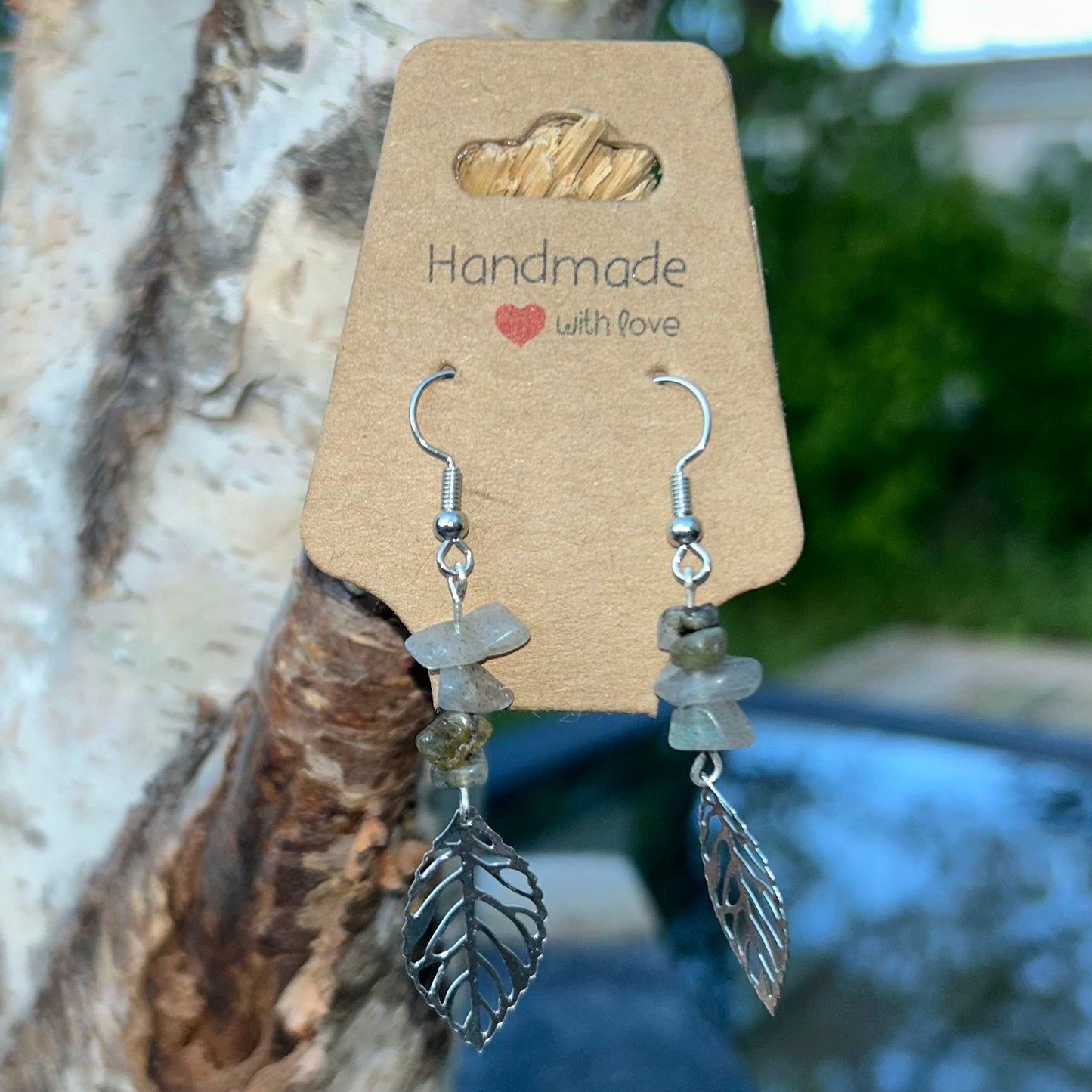 Silver leaf charm earrings