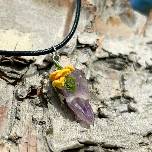 Amethyst Chicken of the Woods Pendant