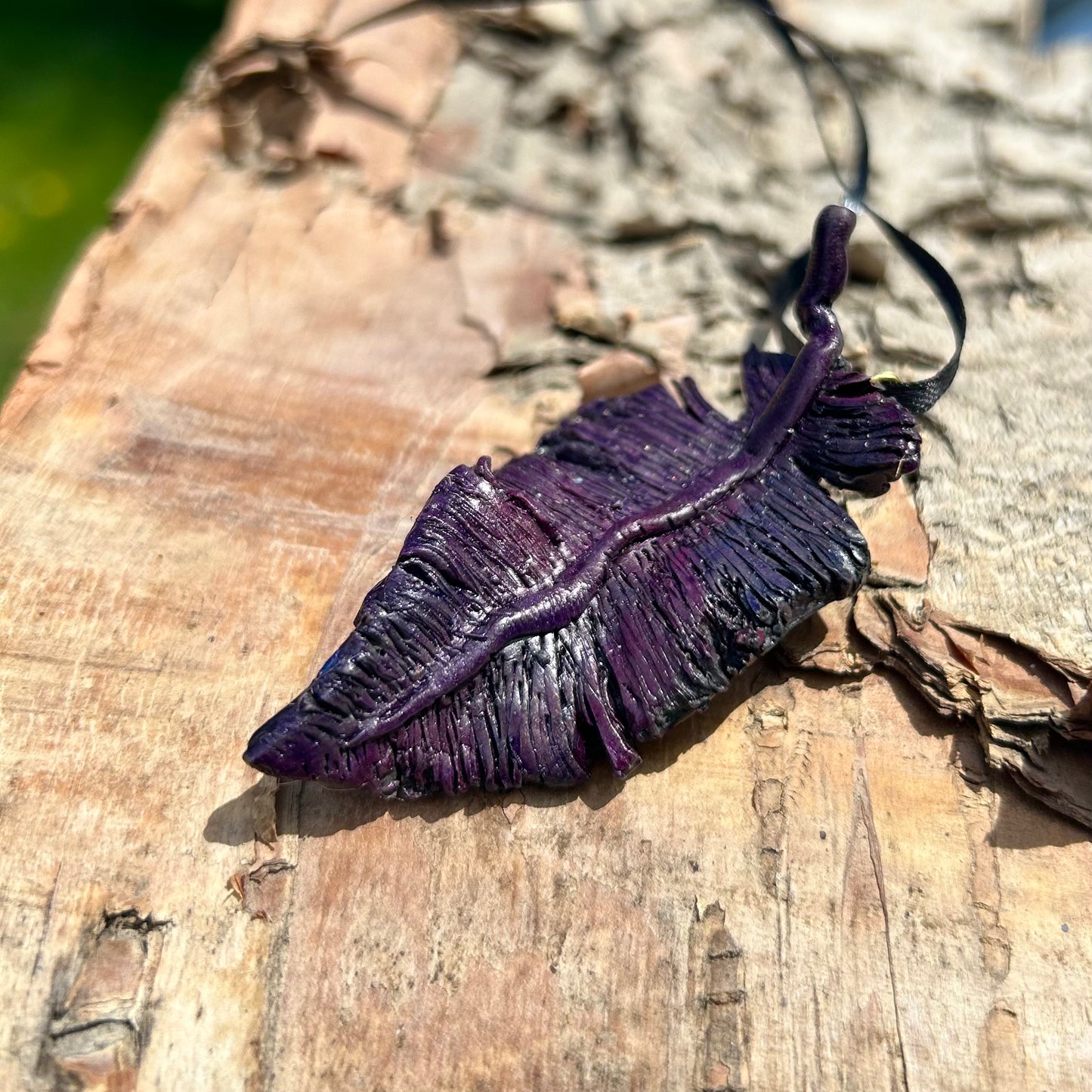 Multicoloured Raven Feather Pendant